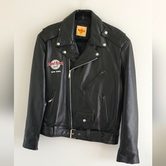 Vintage Leather Jacket Hard Rock New York 1990s Medium Unique Rare Item - Picture 1 of 8